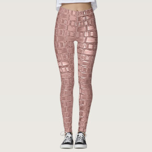 Rose Gold Imitat Metallische Geometrische Ziegelst Leggings