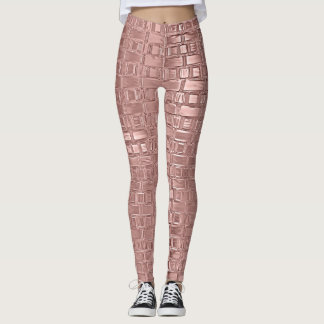 Rose Gold Imitat Metallische Geometrische Ziegelst Leggings