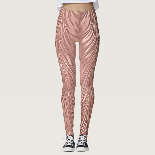 Rose Gold Imitat Metallwirbel Leggings (Vorderseite)