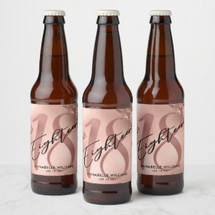 Rose Gold Imitate Foil 18. Geburtstag Bierflaschenetikett