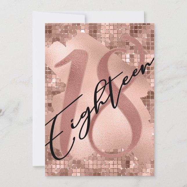 Rose Gold Imitate Foil 18. Geburtstag Einladung (Vorderseite)