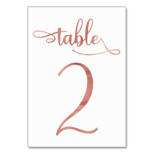 Rose Gold Imitate Folie 3,5 x 5 Tischnummer   Tabe