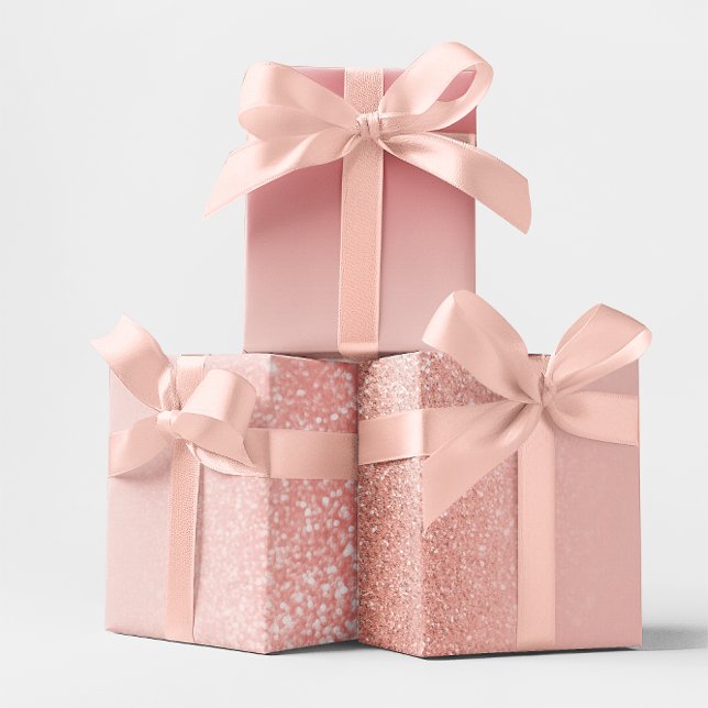 Rose Gold Imitate Glitzer Blush Ombre Mix Geschenkpapier Set (Rose Gold Faux Glitter Blush Ombre Mix Gift Wrap for Her)