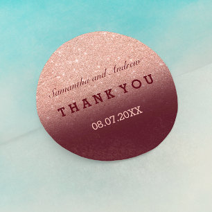 Rose gold Imitate Glitzer burgundy ombre Vielen Da Runder Aufkleber