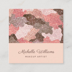 Rose Gold Imitate Glitzer Camouflage Beruflich Quadratische Visitenkarte