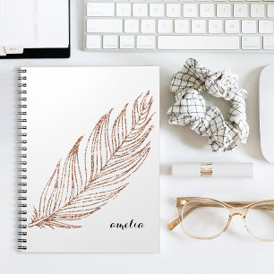 Rose Gold Imitate Glitzer Feaather Personalisiert Notizblock