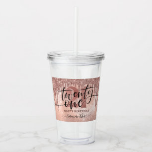 Rose Gold Imitate Glitzer & Foil 21. Geburtstag Acryltrinkbecher