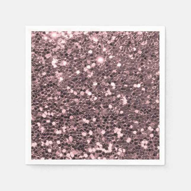 Rose Gold Imitate Glitzer Glitzern Serviette (Vorderseite)