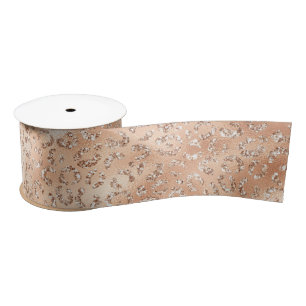 Rose Gold Imitate Glitzer Leopard Print Satinband