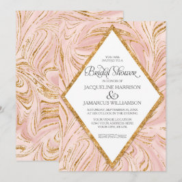 Rose Gold Imitate Glitzer Marmor Blush Brautparty Einladung