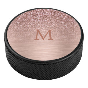 Rose-Gold-Imitate Glitzer & Metallic Textur Eishockey Puck