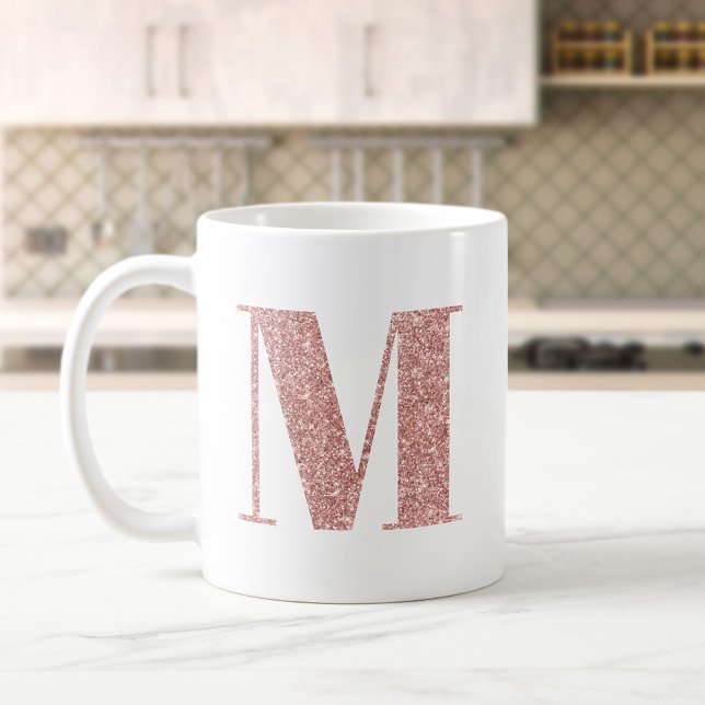 Rose Gold Imitate Glitzer Monogram M Kaffeetasse (Letter M Monogram)