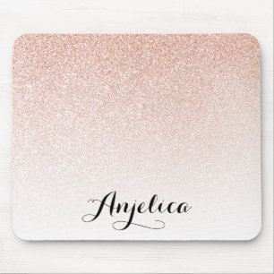 Rose Gold Imitate Glitzer Ombre Individuelle Name  Mousepad