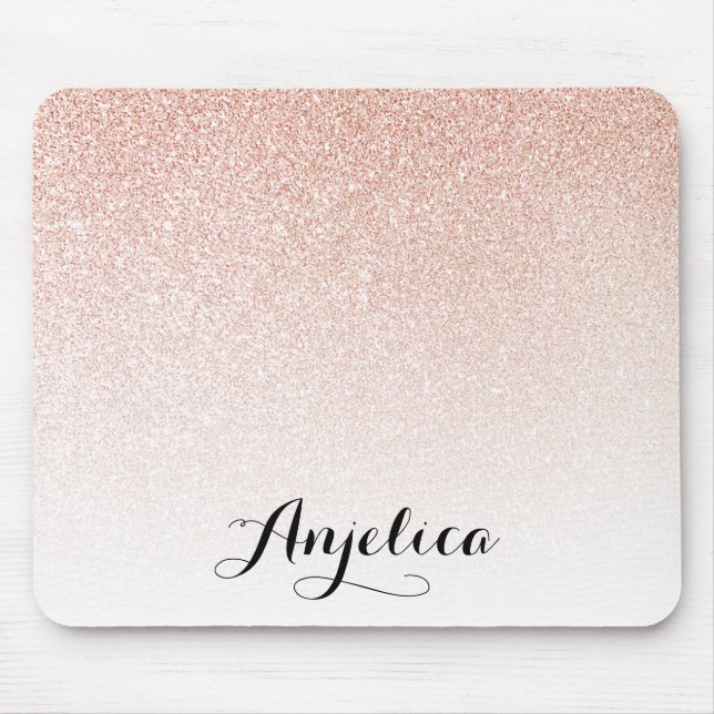 Rose Gold Imitate Glitzer Ombre Individuelle Name  Mousepad (Vorne)