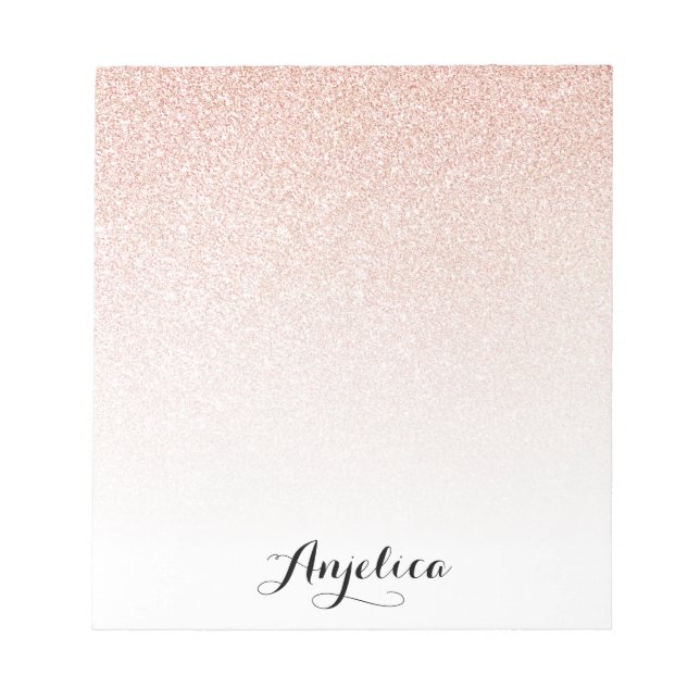 Rose Gold Imitate Glitzer Ombre Personalisiert Nam Notizblock (Vorderseite)