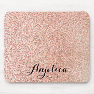 Rose Gold Imitate Glitzer Personalisiert Name Mous Mousepad