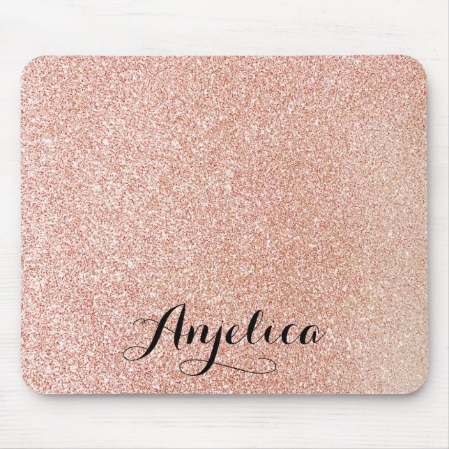 Rose Gold Imitate Glitzer Personalisiert Name Mous Mousepad (Vorne)