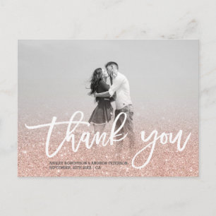 Rose Gold Imitate Glitzer Rosa Foto Vielen Dank Postkarte