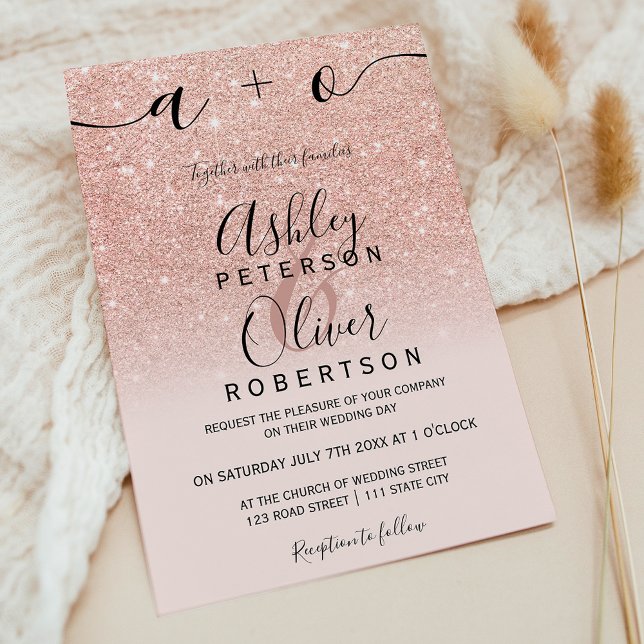 Rose Gold Imitate Glitzer Rosa ombre Haushalt Hoch (Rose gold faux glitter pink ombre budget wedding)