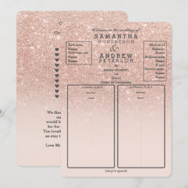Rose Gold Imitate Glitzer Rosa ombre Hochzeitsprog Einladung