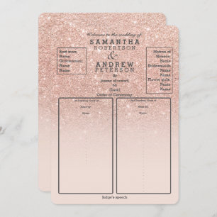 Rose Gold Imitate Glitzer Rosa ombre Hochzeitsprog Einladung