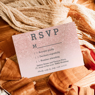 Rose Gold Imitate Glitzer Rosa ombre UAWG Hochzeit RSVP Karte