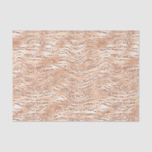 Rose Gold Imitate Glitzer Zebra Streifen Seidenpapier (Vorderseite)
