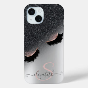 Rose Gold Imitate Lashes Schwarzer Glitzer Ombre S Case-Mate iPhone Hülle