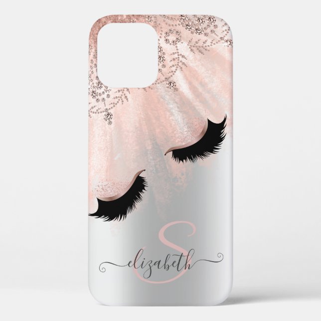 Rose Gold Imitate Lashes Silber Case-Mate iPhone Hülle (Rückseite)