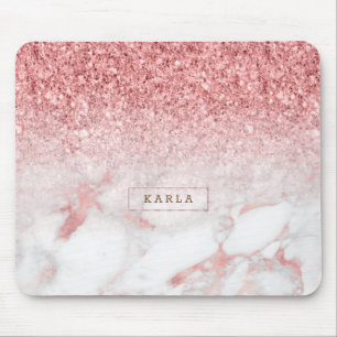 Rose-Gold-Imitate Marmor & Glitzer ombre Mousepad