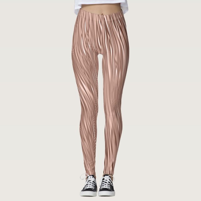 Rose Gold Imitate Metallic Streak Gemustert Leggings (Vorderseite)