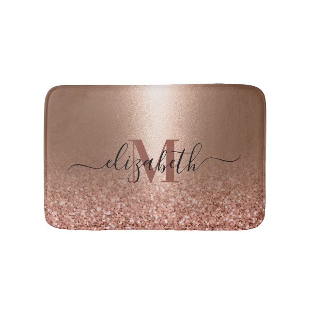 Rose Gold Imitate Rosa Glitzer Badematte (Vorderseite)