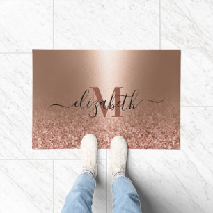 Rose Gold Imitate Rosa Glitzer Fußmatte