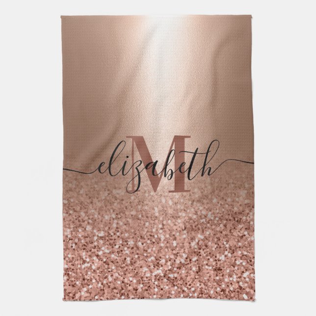 Rose Gold Imitate Rosa Glitzer Geschirrtuch (Vertikal)