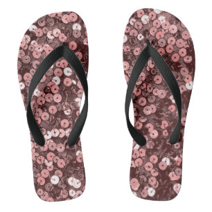 Rose Gold Imitate Sequin Flip Flops