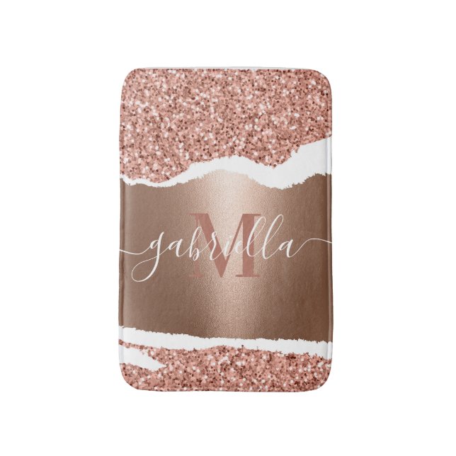 Rose Gold Imitate und Glitzer Badematte (Vorderseite Vertikal)