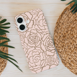 Rose Gold Imitats Glitzer Blütenrosa iPhone 16 Hülle
