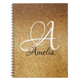 Rose Gold Imitats Glitzer Personalisiert Notebook Notizblock