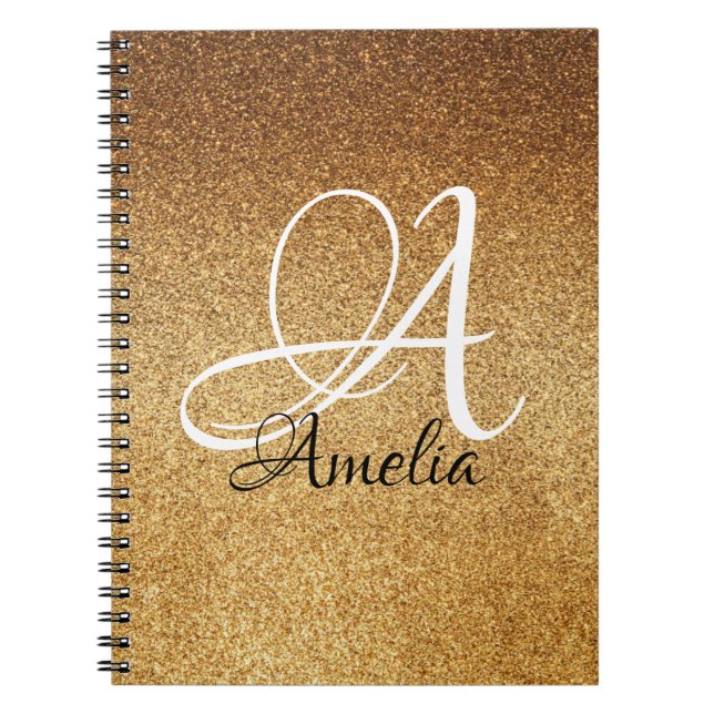 Rose Gold Imitats Glitzer Personalisiert Notebook Notizblock (Vorderseite)