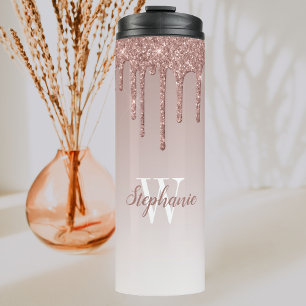 Rose Gold Imitats Glitzer Tropfen Sparkle Ombre Mo Thermosbecher