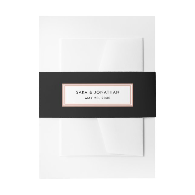 Rose Gold in Schwarz | Hochzeit Einladungsbanderole (Vorderseite Beispiel)