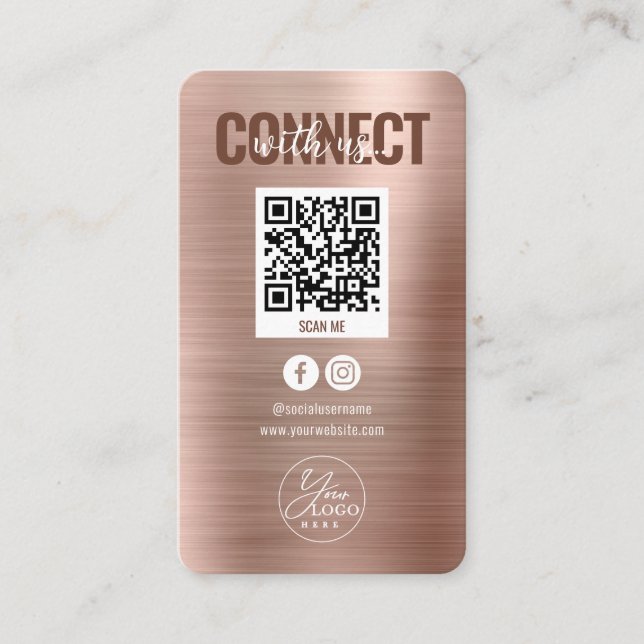 Rose Gold in Verbindung mit dem QR-Code der Social Visitenkarte (Vorderseite)