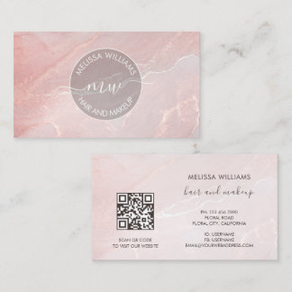 Rose Gold  Ink Marble | QR Code Visitenkarte