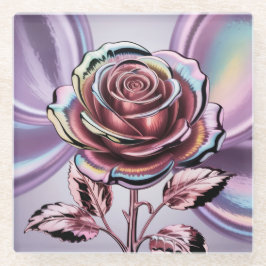 Rose Gold Iridescent Rose Glass Untersetzer