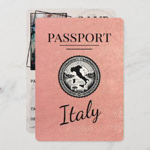 Rose Gold Italy Passport Save The Date