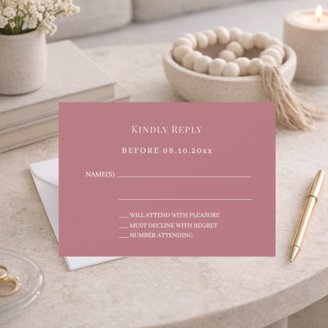 Rose gold ivory wedding response RSVP Mitteilungskarte (Von Creator hochgeladen)