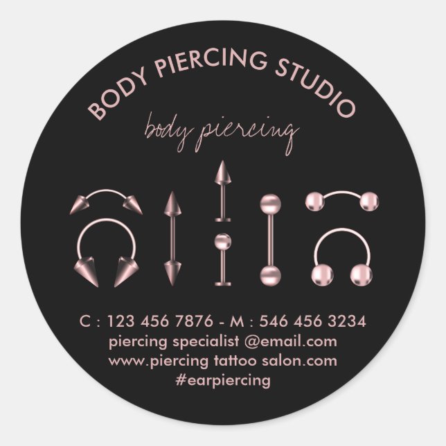 Rose Gold Juwelierverband Piercing Specialist Runder Aufkleber (Vorderseite)