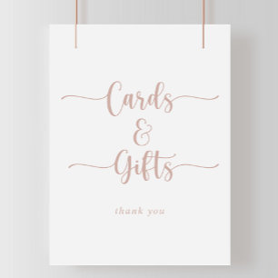 Rose Gold Kalligrafie-Karten und Geschenke Schild