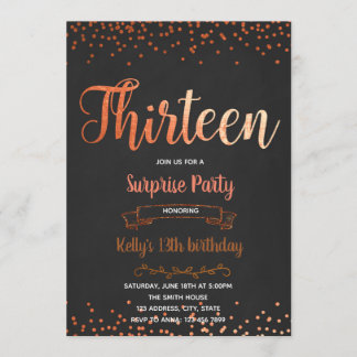 Rose gold Konfetti 13. Einladung