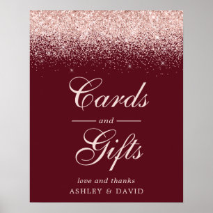 Rose Gold Konfetti Burgund Chic Karten und Geschen Poster